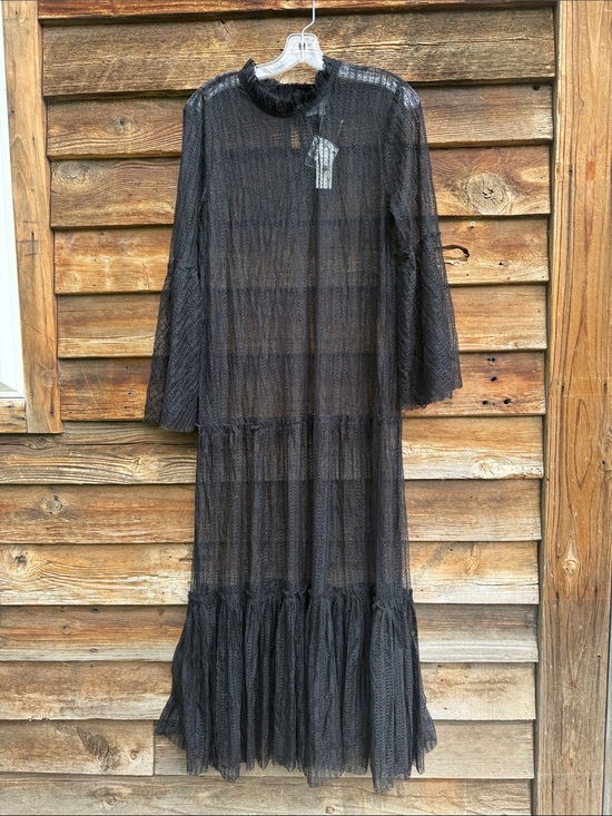 Anthropologie Dresses & Skirts - Anthropologie mesh maxi dress bell sleeves paneled witchy
